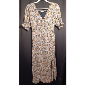 Abercrombie Fitch Floral Ruffle Midi Dress XXS Spring Easter Cottage Feminine